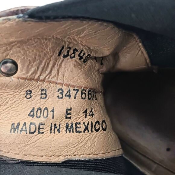 FRYE Erin Chelsea Boots Brown Leather Blk Goring  Block Heel 4001 Sz 8B Mexico - Picture 12 of 14